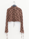 OUDE WAAG 25 Early Autumn Plaid Short Shirt OW-OW-25PF-ST01C1BR048-ZHGW (BR048 Brown and Gray Plaid)